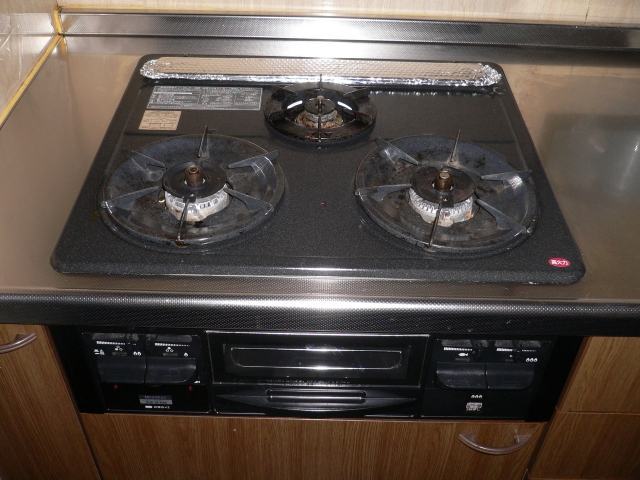 栃木小山 IHクッキングヒーター施工前ガスコンロ